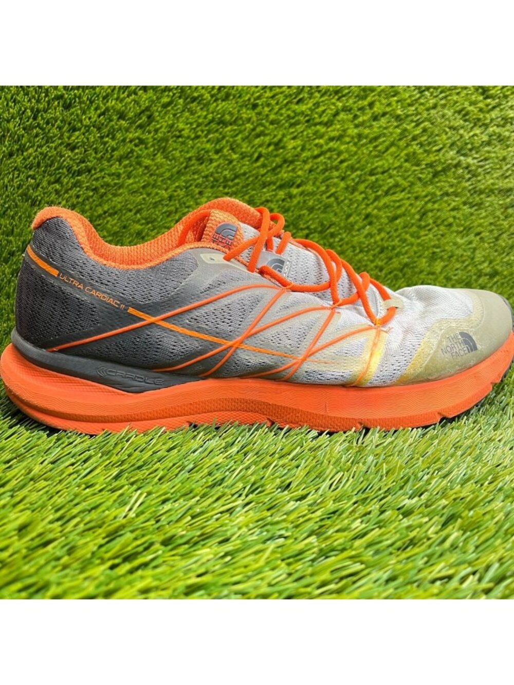 The North Face Ultra Cardiac II Mens Size 12 Gray Orange Running Shoes Sneakers